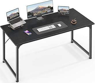 48 Inch Office & Gaming Desk with Storage, Modern Simple Design, Large Legroom, Black Metal Frame