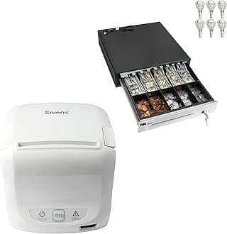 SAM4s White GIANT-100 Compact 3" Thermal POS Printer USB Serial Ethernet, Splash Cover Included with HK Systems 16" Black Cash Drawer