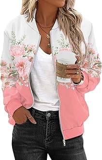 Zeagoo Women's Bomber Jacket Casual Coat Zip Up Outerwear Windbreaker with Pockets S-XXL