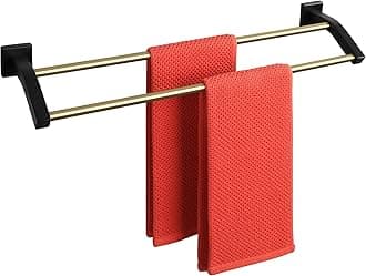 Alise Double Bath Towel Bars Towel Racks for Bathroom,Wall Mount Towel Holder Heavy Duty 25-Inch Towel Hanger SUS304 Stainless Steel Towel Rail,GK9009-GB Gold and Black