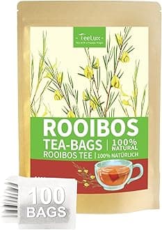 Rooibos Tea Bags 100 Count, Vegan, Pure Natural Rooibos Tea, Rich in Antioxidants, Caffeine Free Herbal Tea, Biodegradable Tea Bags