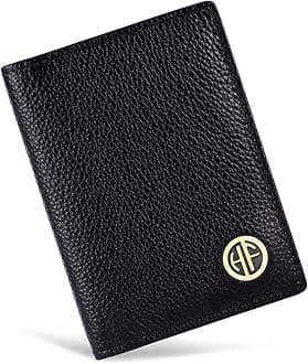 HAMMONDS FLYCATCHER Genuine Leather Card Holder Wallet for Man & Women, RFID Protected ATM/Credit Card Holder Wallet for Men with 6 Slots, Gift for Men, Father, Husband, Boyfriend - Black