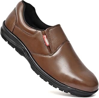 STONIX® Ninja Genuine Leather Safety Shoes Men's| Steel Toe with Slip-Resistant Outsole| Lightweight & Durable| Waterproof Construction and Industrial Work, (SIZE-09, Brown Color)