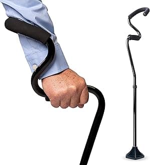 StrongArm Comfort Cane + Self Standing Lightweight Adjustable Walking Cane for Men & Women + Ergonomic Forearm Grip Stabilizes Wrist & Provides Extra Support & Stability