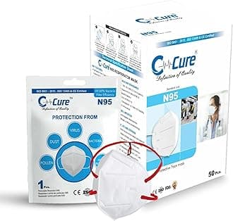 C Cure N95 Head Loop Face Mask For Men And Women Non-Woven ISO And CE Certified Face Mask With 5 Layers Protection Anti Pollution Face Mask (Pack Of 15, White)