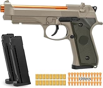Soft Bullet Gun, Toy Guns for Boys, Shell ejecting Toy Guns That Look Real, Realistic Toy Foam Blaster Guns, Fake Toy Model Stress Shot Toy Gun Pistol Best Gift for Kids Boys Grils 8-12 (Sand)
