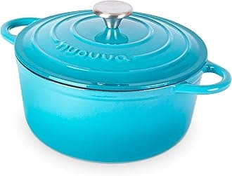 Enamelled Cast Iron Dutch Oven Pot with Lid – 5 Quart Casserole Dish – Ceramic Dutch Oven for Bread Baking, Roasting, Braising & Stews – Oven Safe up to 500°F – 24cm Blue