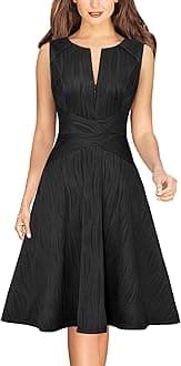 VFSHOW Womens Elegant Front Zipper Slim Work Business Office Party Cocktail Skater A-Line Dress