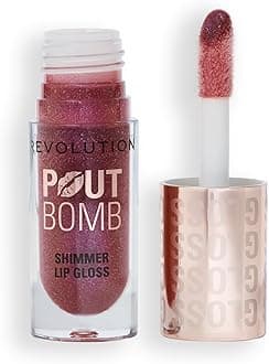 Makeup Revolution,Pout Bomb,High-Shine Lip Gloss & Shimmer for Glossy Lips with Hyaluronic Acid & Sweet Vanilla Scent (Berry Lustre,4.5ml)