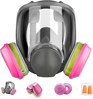 Full Face Respirator Mask with Filter, Cover Organic Vapor Anti-fog mask, Reusable Gas Mask for Spray Paint Chemical Epoxy Resin Dust Mask for Construction, Woodworking, Welding, Polishing, Sanding