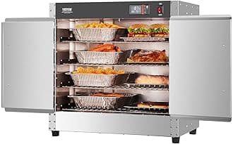 VEVOR Hot Box Food Warmer, 25"x15"x24" Concession Warmer with Water Tray, Four Disposable Catering Pans, Countertop Pizza, Patty, Pastry, Empanada, Concession Hot Food Holding Case, 110V