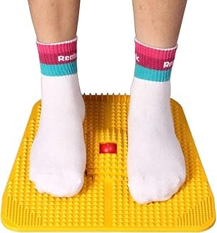 Acupressure Magnetic Foot Power Mat Stress & Pain Relief Therapy for Heel, Knee, Leg, Sciatica | Yellow Pyramid Mat | Improves Blood Circulation