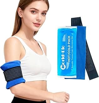 Soft Gel Ice Pack for Injuries Reusable, Flexible Hot Cold Pack for Forehead Neck Head Knee Ankle Wrist Elbow, Medical Cold Pack for First Aid, Migraines (12'' X 4.7''- 1 Ice Pack & Wrap)