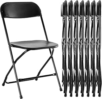 Sweetcrispy Folding Chair 8 Pack, Plastic Folding Chairs with 330-Pound Capacity, Sturdy Metal Foldable Chairs, Easy to Use and Store, Outdoor and Indoor, for Home, Office, Party, Comfy, Black