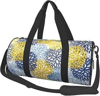 Blue Yellow And Navy Chrysanthemum Flowers Sports Gym Bag Daisy Floral Travel Duffel Bag Shoes Compartment For Men Women Foldable Lightweight Yoga Gym Sports Bag