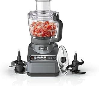 Food Processor, Professional Plus, 1000 Peak Watts, 4 Functions for Chopping, Slicing, Purees & Dough with 9-Cup Processor Bowl, 3 Blades, Food Chute & Pusher, Silver, BN601