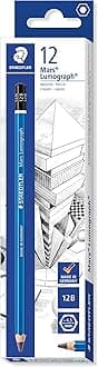 100-12B Mars Lumograph Graphite Pencils for Drawing & Sketching - 12B (Box of 12), Blue