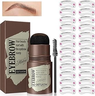 Eyebrow Stamp with 24 Styling Stencils Kit, Brow Stamp & Stencil Set Smudge-Proof, Long-Wearing & Waterproof, Reusable Washable Eyebrow Tools, Beginner-Friendly Eye Brow Kit (Light Brown)