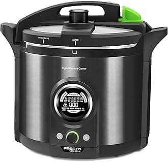 Presto 02144 12-Quart Digital Pressure Canner - Digital Display, Waterbath Capable, 10-Built-In Safety Features, Recipe Book, Black Stainless Steel