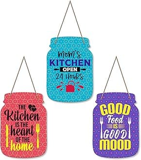 Artvibes Mom's Kitchen Quotes Wall Hanger for Home Decor | Gifts | Wall Art | Decoration Wooden Hanging Items | Kitchen Wood Design | Quotes Decor Items | Decorative Artworks (WH_8905N)