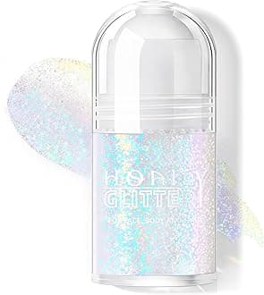 Roll-on Holographic Body Glitter Gel for Face Hair, Chameleon Color Changing Glitter Gel Under Light, Chunky Mermaid Sequins Festival Party Rave Accessories Shimmer Makeup (Golden Ocean)