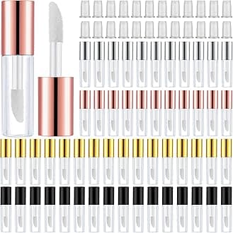 100 Pieces 1.2 ml Clear Mini Lip Gloss Tube Refillable Empty Lip Balm Gloss Containers for Women Girls DIY Makeup, Gold, Rose Gold, Black, Silver