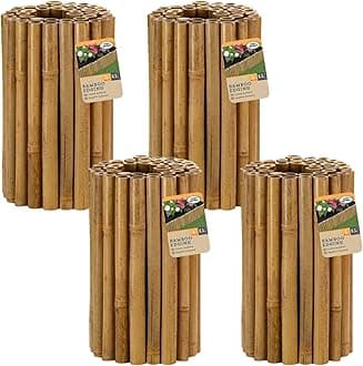 Garden Mile Set Of 4 Bamboo Log Roll Border Edging 30cm X 100cm Heavy Duty Lawn Edging Border Ideal For Flowerbeds Pathways Yard Lawn Edge Wooden Garden Decorations Border Fencing