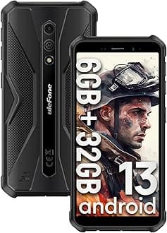 Armor X12 Rugged Smartphone, Waterproof Phones Unlocked, Octa-core Android 13, 6GB+32GB, Dual SIM Global 4G LTE, 4860mAh Battery, Face Recognition, Bluetooth, NFC, Compass - Black