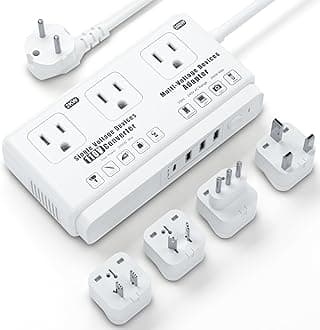 Kruuue 220v to 110v Voltage Converter Adapter: International US to Europe Travel Power Strip Plug Transformer - 2000W Electric Hair Dryer Step Down Outlet Converters for US European UK EU Italy