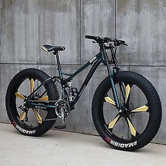26Inch Mountain Bikes, Adult Fat Tire Mountain Trail Bike, 27 Speed Bicycle, High-carbon Steel Frame Full Suspension Dual Disc Brake, 4.0 Inch Thick Wheel Mountain Snow Beach Bikes