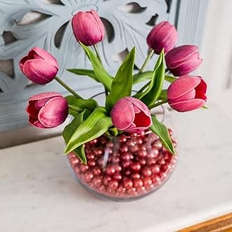 Galashield Glass Marbles Bulk Fillers | Round Marble Beads for Vases, Scarlet Red, 5lb, (Approx. 420 pcs)