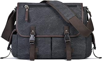 Vintage Canvas 15.6 inch Laptop Messenger Bag for Men Women, College Computer Satchel Shoulder Bag Travel Office Briefcases