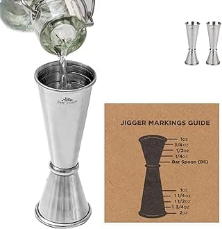 A Bar AbovePremium Japanese Jigger, With 8 Measurements Inside, Professional and Heavy Duty, 304 Stainless Steel Cocktail Double Jigger for Bartending, 2 Pack, Stainless Steel