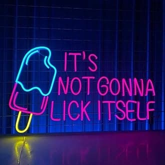 It's Not Gonna Lick Itself Neon Sign 24 inches Led Ice Cream Popsicle Decors Light Up Signs Wall Decor for Home Bedroom Shop Club Coffee Shop Decorations