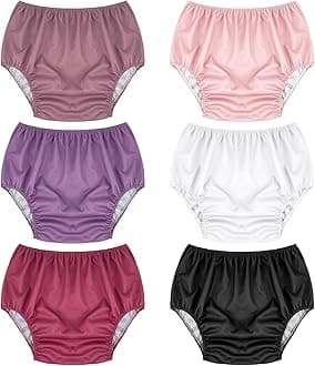 6 Pcs Adult Leakproof Incontinence Underwear for Women Men Pull on Cover Pant Washable Underpants Reusable Plastic Diaper Covers for Disabled, Elderly, Postpartum (Assorted Color,Medium)