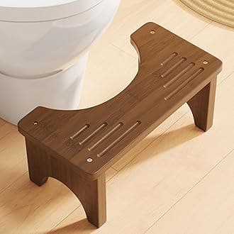Wooden Squatting Potty Stool for Adults, 6.7 Inch Toilet Poop Stool Adult, Bamboo Wood Toilet Stools Squat for Pooping, Portable Toilet Steps for Bathroom, Brown