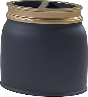Avanti Linens - Toothbrush Holder, Countertop Bathroom Accessories, Modern Home Decor (Memphis Collection, Black)