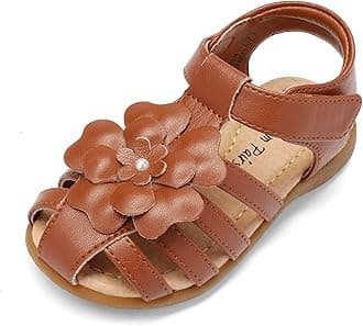DREAM PAIRS Girls Toddler/Little Kid Closed-Toe Flower Summer Dress Sandals Shoes