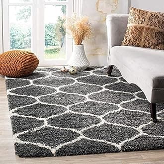 ZBLER Carpet Shaggy Super Soft Carpet for Home & Living Room (7x10 feet, Grey Design)