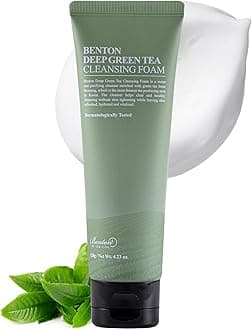 Benton Deep Green Tea Cleansing Foam 120G (4.23 Oz.) Pore Tightening & Purifying Facial Foam Cleanser For Oily And Sensitive Skin, Smooth Finish Without Irritation