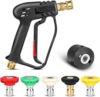 High Pressure Washer Gun, Pressure Washer Gun Simple to Use, with 5 Detachable Spray Nozzle Tip, High-Pressure Hose Quick Connect Connector for Car Washer Cleaning Tool Jet Washer