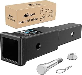 Nilight Trailer Hitch Extender 7 inch Extension Length Fits for 2 inch Receiver Tube with 5/8 inch Stainless Steel Bolt Flange Nut and Clip 3,500 lbs GTW Matte Black, 2 Years Warranty