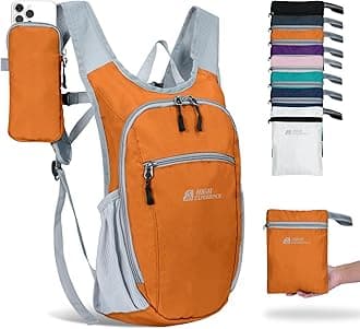 Hiking Backpack 10L/15L Small Daypack Lightweight Packable Travel Foldable Water Resistan for Women Men (Orange, 10L)