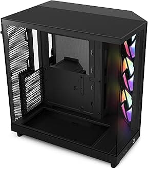 H6 Flow RGB Mid-Tower Airflow Case with 3 RGB Fans, Panoramic Glass Panels, Cable Management - Black