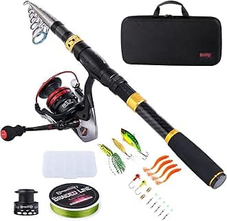 Sougayilang Fishing Rod Reel Combo with Telescopic Fishing Pole Spinning Reel Carrier Bag for Travel Saltwater Freshwater Fishing
