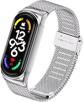 Strap Replacement Compatible with Xiaomi Mi Band 7/Mi Band 6/Mi Band 5/Mi Band 4/Mi Band 3, 1/2/3/20pcs Silicone/Knitted/Stainless Steel Replacement Watchband Adjustable Sports Strap