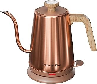 Gooseneck Electric Kettle with Thermometer, Copper Tea Kettle with Auto Shut-Off,1000W Hot Water Kettle Electric of Stainless Steel,Electric Kettles for,Coffee & Tea