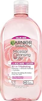Micellar Water with Rose Water and Glycerin, Hydrating Facial Cleanser & Makeup Remover, For All Skin Types, Vegan, Cruelty Free, 23.7 Fl Oz (700mL), 1 Count