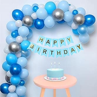 - Birthday Balloon Decoration Set – 33 Pcs Blue Balloons for Decoration, Happy Birthday Banner, Blue and Silver Balloons, Baby Boy Birthday Decoration Items