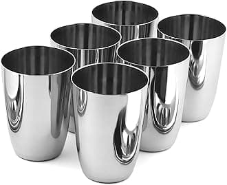 Kanshita's Rasoiware 6 Pcs Stainless Steel Glass Set – Rust-Free, Heavy-Duty Tumblers for Kitchen & Dining